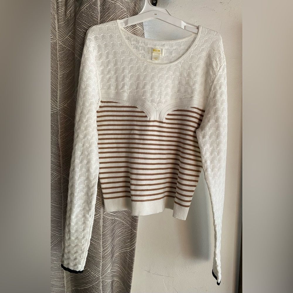 Anthropologie Maeve Stripe Ribbed Knit Sweater Womens Size Large